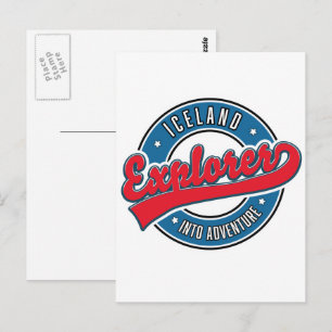 Postal explorador de Islandia en la aventura