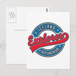 Postal explorador de Islandia en la aventura
