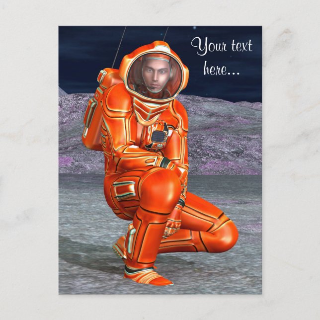 Postal Explorador de Marte Astronauta Arte de Planeta Ali (Anverso)