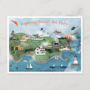Postal Explorando la foto del Ilustracion costero de San 