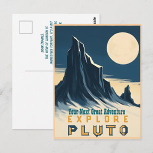Postal Explorar cartel vintage de viaje a Plutón - Espaci