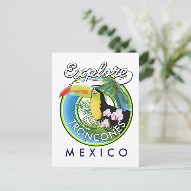Postal Explorar el logo retro de Troncones México (Anverso de pie)