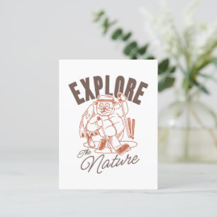 Postal Explorar La Naturaleza - Viñeta De Gatos