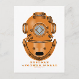 Postal Explorar otro mundo (casco de buceo profundo)