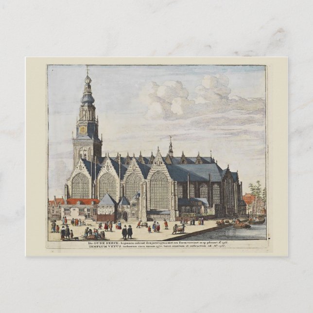 Postal Explore Holanda, Amsterdam, la iglesia vieja (Anverso)
