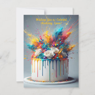 Postal Explosión de Alegría – Pastel de Cumpleaños Feliz