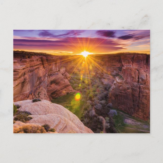 Postal Explosión de sol en Canyon de Chelly, AZ (Anverso)