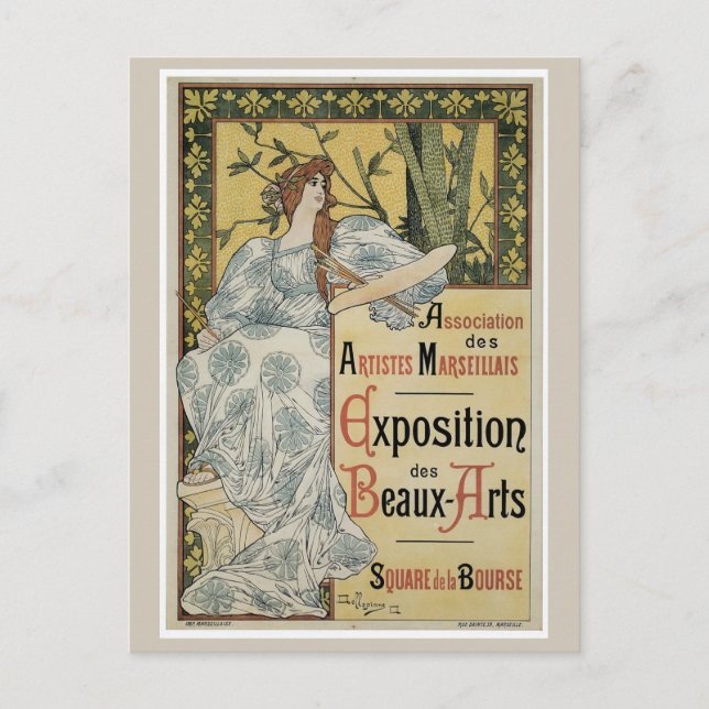 Postal Expo de arte fino de vintage (Anverso)