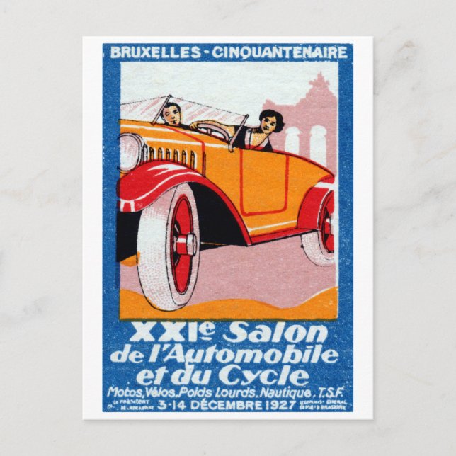 Postal Exposición Automotriz de Bruselas de 1927 (Anverso)