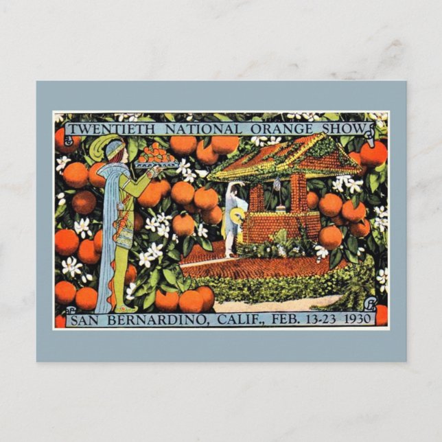 Postal Exposición de naranjas de época San Bernardino (Anverso)
