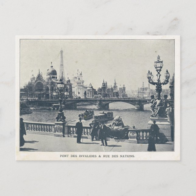 Postal Exposición de París de 1900, Pont des invalides et (Anverso)