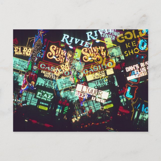 Postal Exposición doble, carteles de casino, Las Vegas, (Anverso)