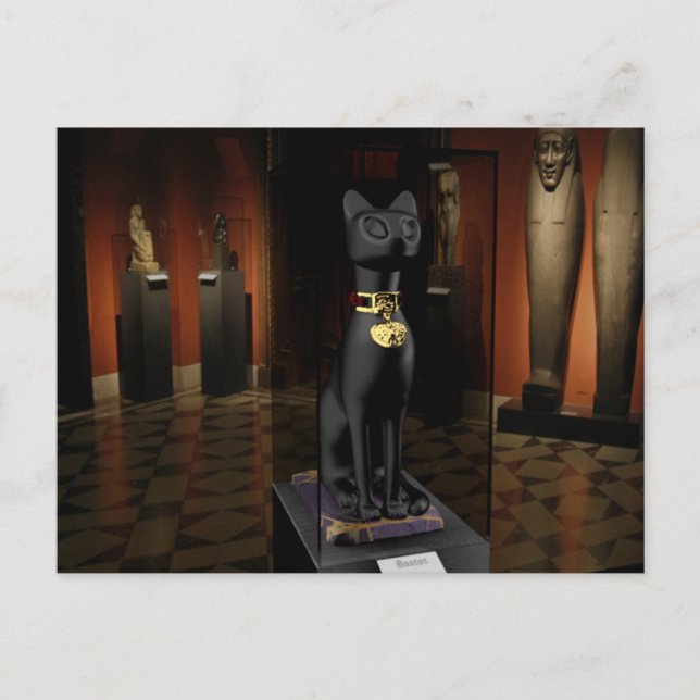 Postal Exposición egipcia, Bastet (Anverso)