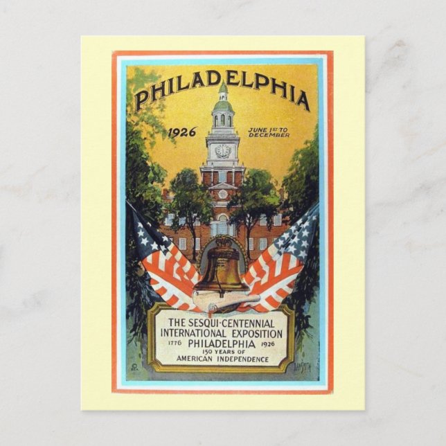 Postal Exposición Filadelfia 1926 Vintage (Anverso)