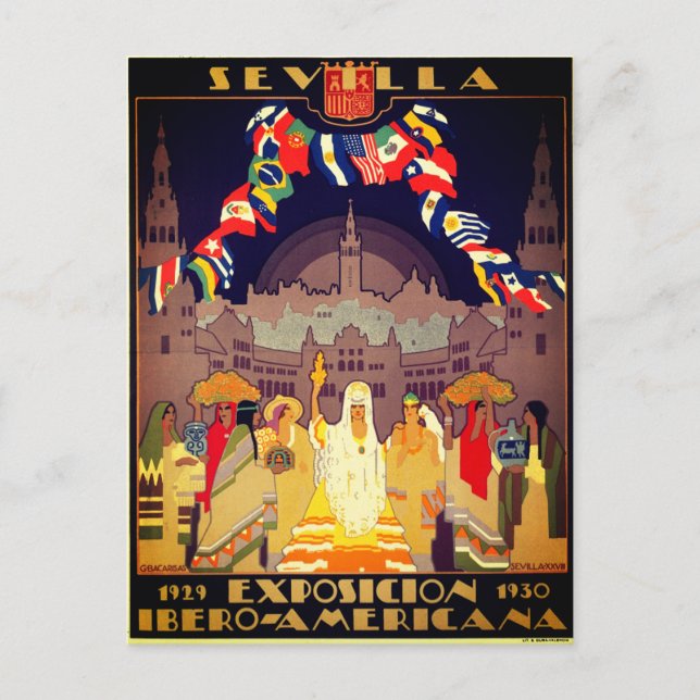 Postal Exposición iberoamericana poster de 1929 (Anverso)