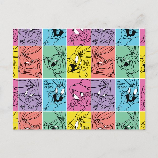 Postal Expresiones de bloques de color de Bugs Bunny™ (Anverso)