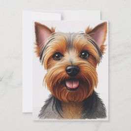 Postal Expresivo retrato de Perro Terrier de Yorkshire