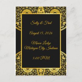 Postal Exquisite High Resolution, Black And Gold Wedding