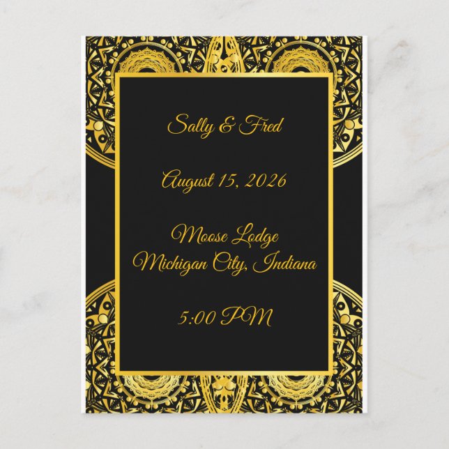 Postal Exquisite High Resolution, Black And Gold Wedding (Anverso)