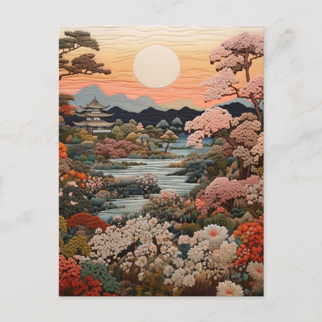 Postal Exquisito arte tradicional japonés de tapiz: (Anverso)