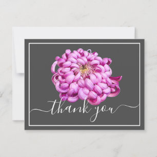 Postal Exquisito crisantemo decorativo rosa agradecimient