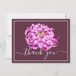 Postal Exquisito Crisantemo Decorativo Rosa Gracias