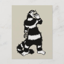 Postal Extraña Máscara De Cráneo De Gato Whimsical Gótica