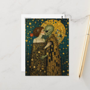 Postal Extranjero y mujer enamorados Klimt