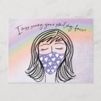 Extraño Tu Postcarta Cara Sonriente