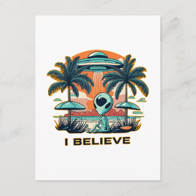Postal extraterrestre con ovni CREO (Anverso)