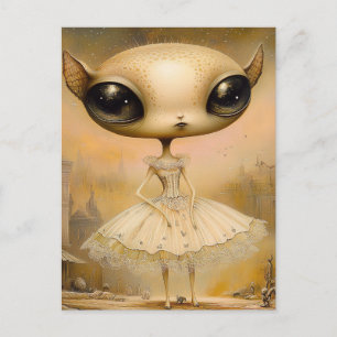 Postal Extraterrestre con vestido rosa