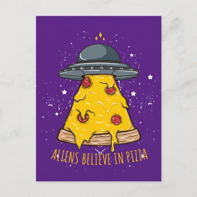 Postal Extraterrestre Cree en Pizza (Anverso)