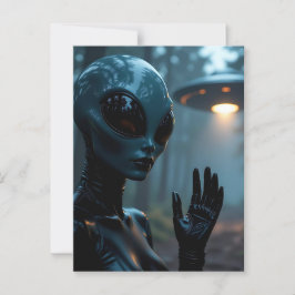 Postal Extraterrestre Femenina Alien y OVNI
