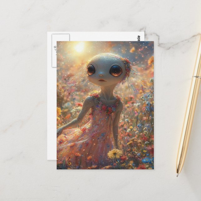 Postal Extraterrestre Pequeño Adorable (Anverso/Reverso In Situ)
