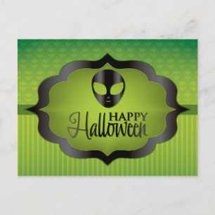 Postal Extraterrestre verde de Halloween