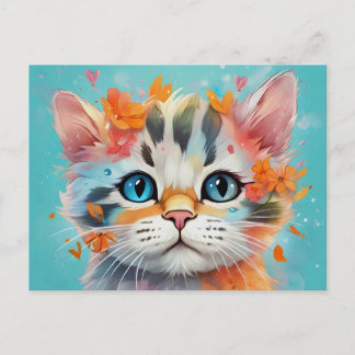Postal Extreme Cute Watercolor Cat # 1