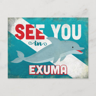 Postal Exuma Dolphin - Viaje retro vintage