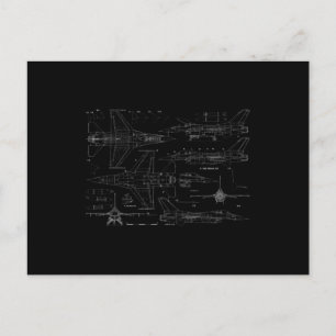 Postal F16 Jet Aircraft Fighter Jet Blueprint Design