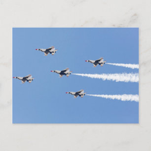 Postal F-16 Thunderbirds volando en la formación de cinco