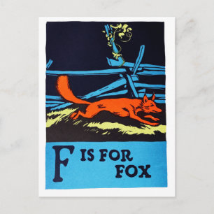 Postal F es para Fox ABC 1923 Vintage Alphabet Postcard