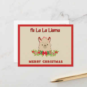 Postal Fa La La Llama Feliz Navidad