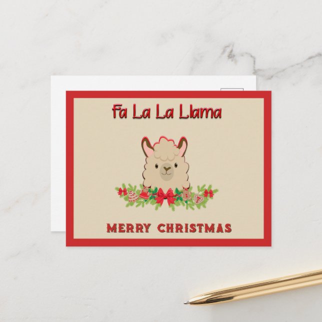 Postal Fa La La Llama Feliz Navidad (Anverso/Reverso In Situ)