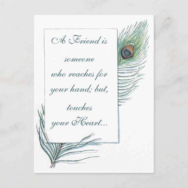 Postal Fábrica de pavo real retro de amistad (Anverso)