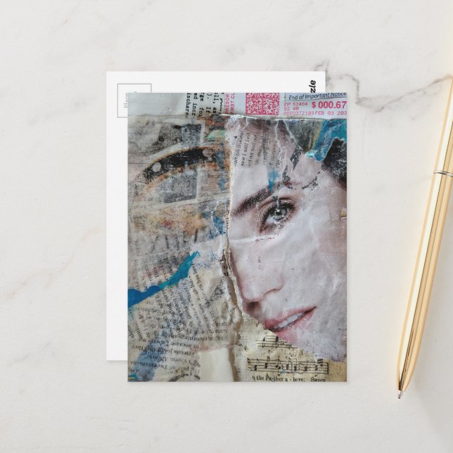 Postal Face Abstract Mixed Media Collage (Anverso/Reverso In Situ)