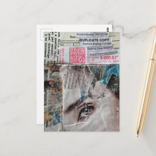 Postal Face Account Abstract Mixed Media Collage (Anverso/Reverso In Situ)