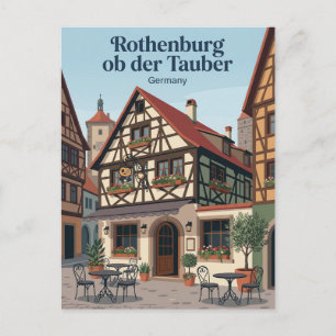Postal fachada de café Rothenburg ob der Tauber Alemania