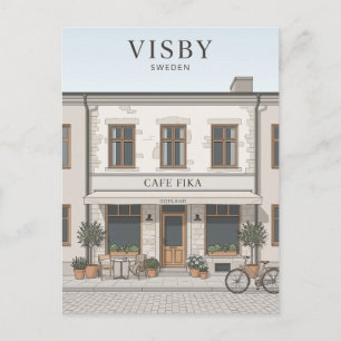 Postal fachada de café Visby Suecia