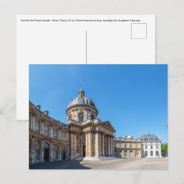 Postal Fachada del Instituto de Francia - París, Francia (Anverso / Reverso)