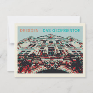 Postal Fachada Georgentor, ilustracion de Dresden