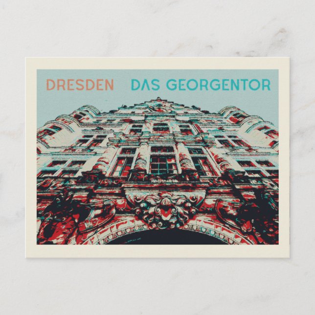 Postal Fachada Georgentor, ilustracion de Dresden (Anverso)